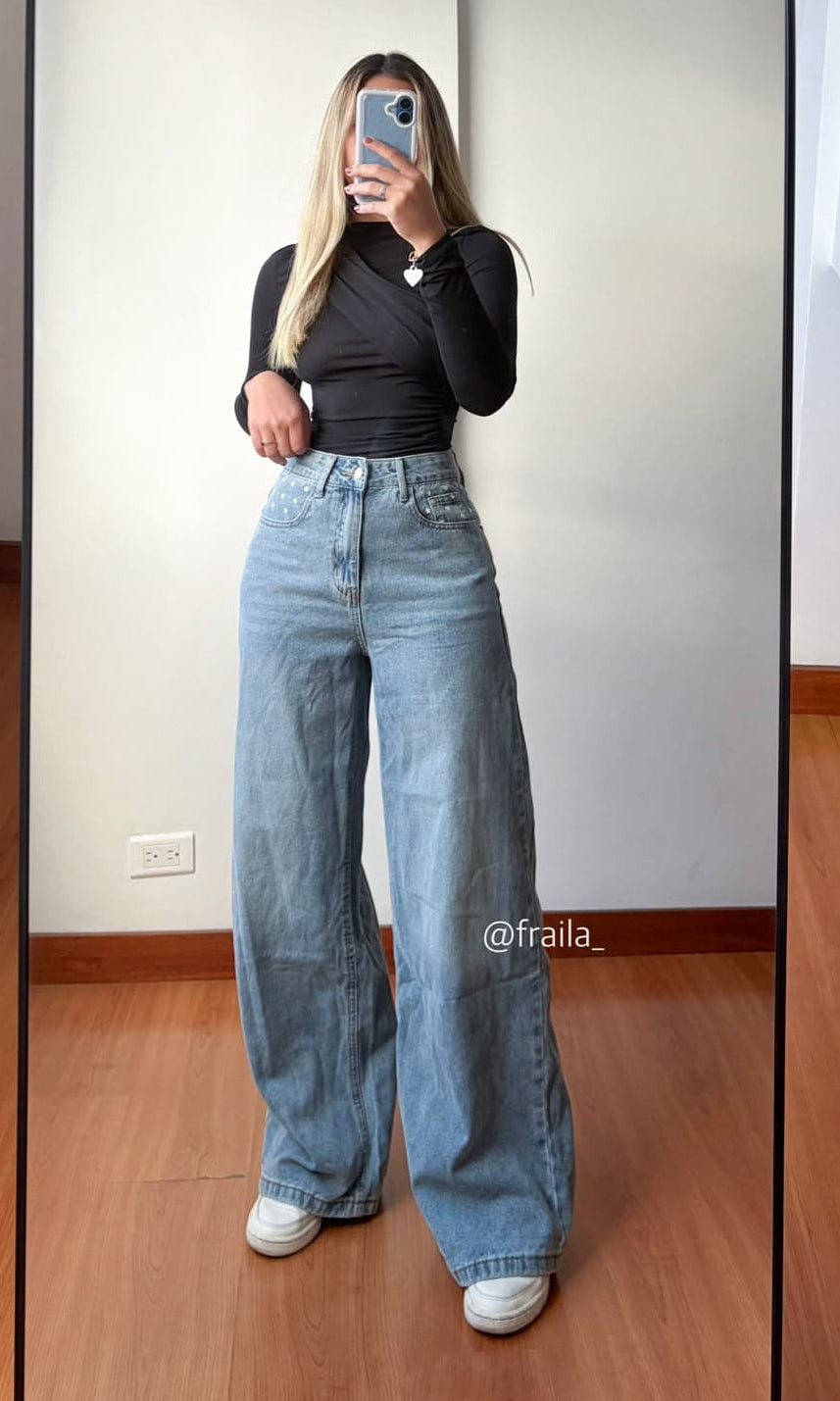 Ref 055 - Wide Leg Tono Medio Diseño de estrellas